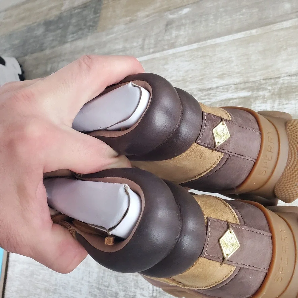 Sperry The Summit Womens‎ Rain Boot Sz 8 Brown Waterproof Lace Up Round Toe